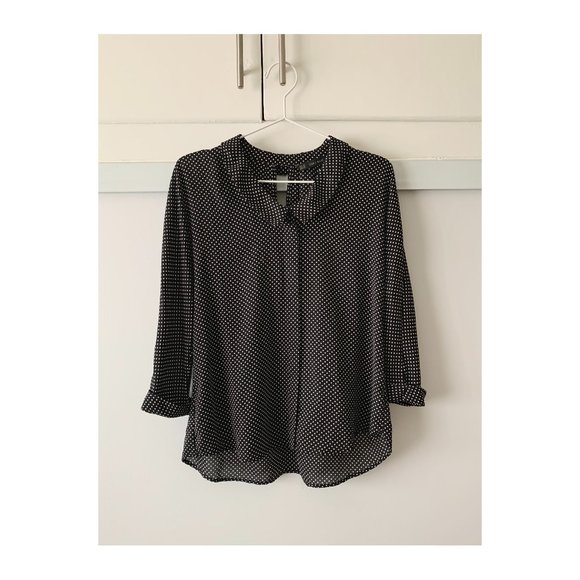 ZARA Basic polka dot button down blouse, Size Extra Small - Picture 1 of 3